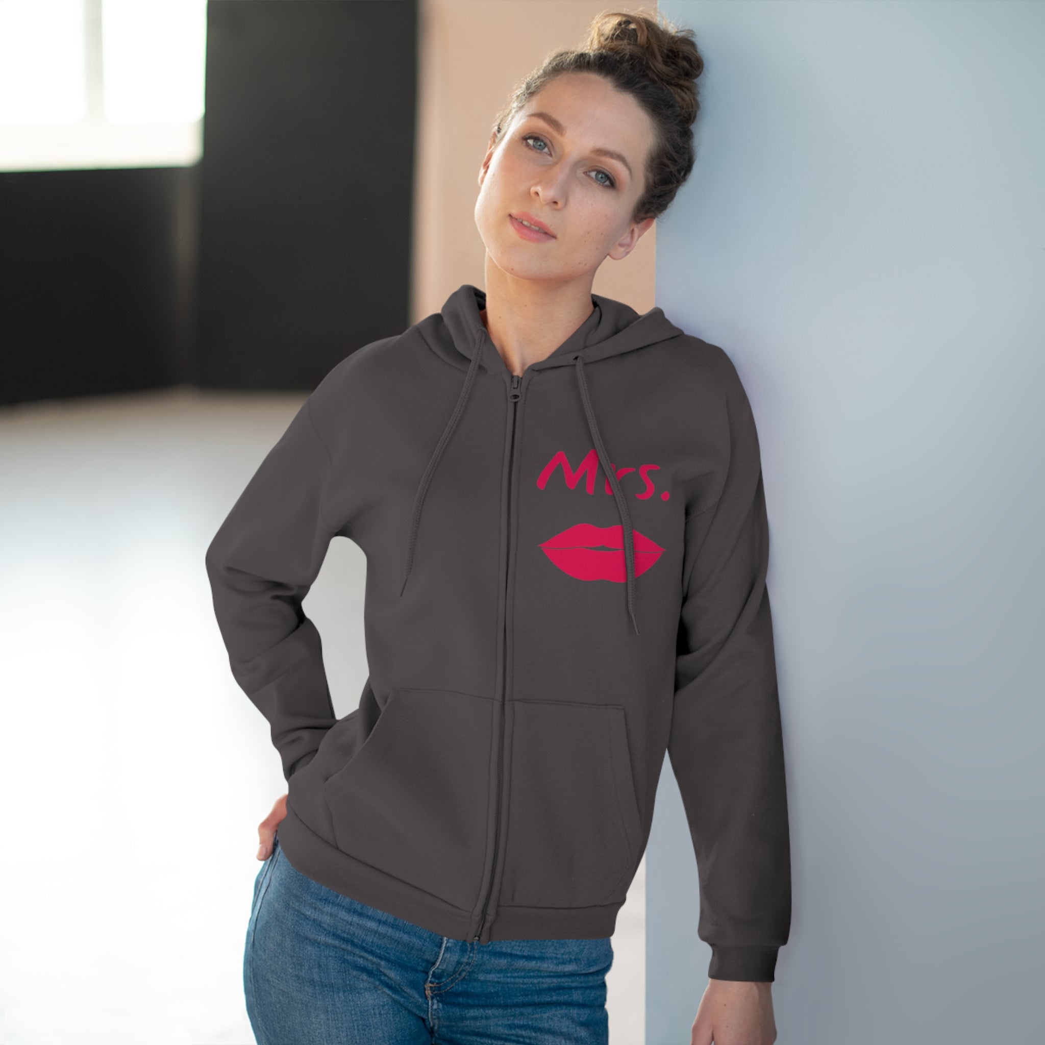 Typo Design Hooded Zip Sweatshirt